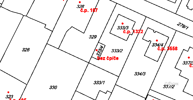 Frýdek-Místek 46443274 na parcele st. 333/4 v KÚ Frýdek, Katastrální mapa