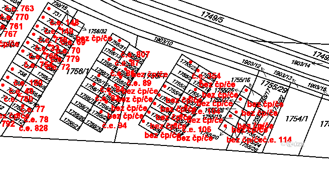 Starý Lískovec 99, Brno na parcele st. 1755/4 v KÚ Starý Lískovec, Katastrální mapa