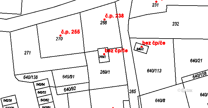 Lomnice 49776274 na parcele st. 269/2 v KÚ Lomnice u Sokolova, Katastrální mapa