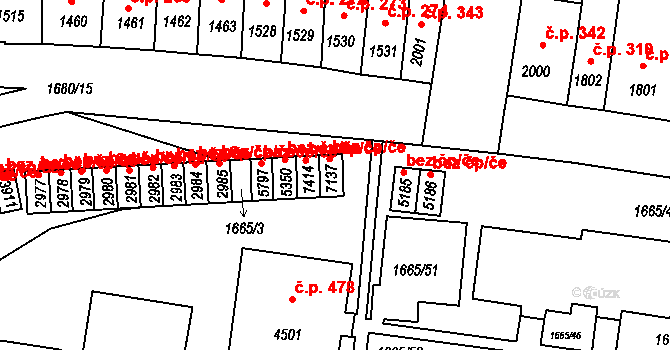 Třebíč 50139274 na parcele st. 7137 v KÚ Třebíč, Katastrální mapa