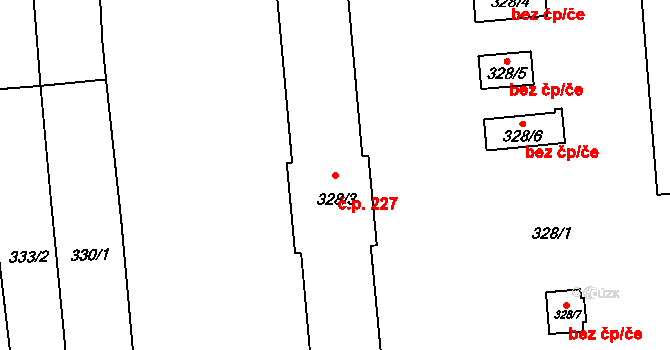 Josefov 227, Jaroměř na parcele st. 328/3 v KÚ Josefov u Jaroměře, Katastrální mapa