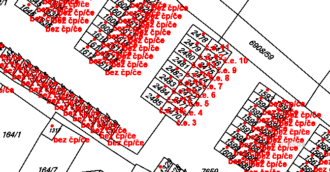 Telč-Štěpnice 17, Telč na parcele st. 2484 v KÚ Telč, Katastrální mapa
