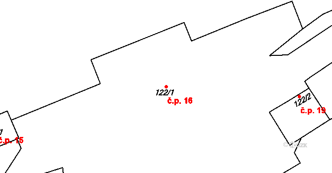 Kostelík 16, Slabce na parcele st. 122/1 v KÚ Kostelík, Katastrální mapa