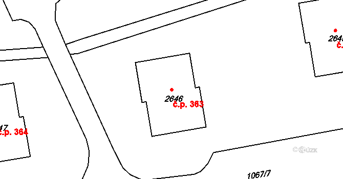 Plešivec 363, Český Krumlov na parcele st. 2646 v KÚ Český Krumlov, Katastrální mapa