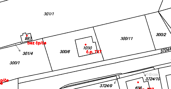 Žirovnice 717 na parcele st. 1030 v KÚ Žirovnice, Katastrální mapa