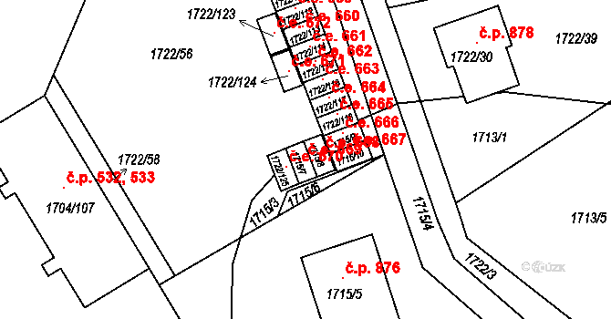 Miřetice u Klášterce nad Ohří 669, Klášterec nad Ohří na parcele st. 1715/7 v KÚ Miřetice u Klášterce nad Ohří, Katastrální mapa