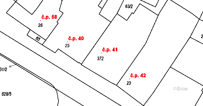 Čáslavice 41 na parcele st. 372 v KÚ Čáslavice, Katastrální mapa