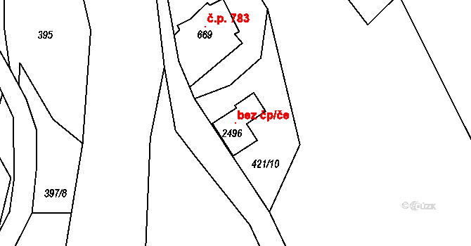 Přibyslav 104105275 na parcele st. 2496 v KÚ Přibyslav, Katastrální mapa