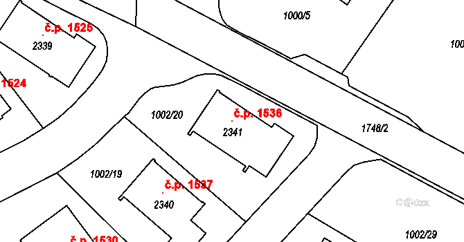 Hluboká nad Vltavou 1536 na parcele st. 2341 v KÚ Hluboká nad Vltavou, Katastrální mapa