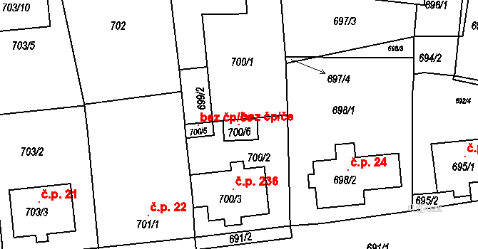 Oleksovice 120311275 na parcele st. 700/6 v KÚ Oleksovice, Katastrální mapa