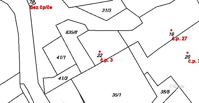 Kalhov 3 na parcele st. 22 v KÚ Kalhov, Katastrální mapa
