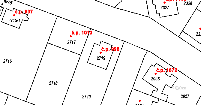 Čelákovice 998 na parcele st. 2719 v KÚ Čelákovice, Katastrální mapa