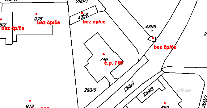 Kyjov 716 na parcele st. 746 v KÚ Kyjov, Katastrální mapa