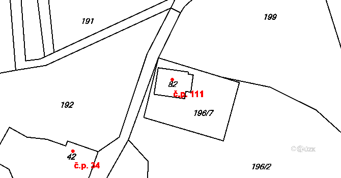 Ktová 111 na parcele st. 82 v KÚ Ktová, Katastrální mapa