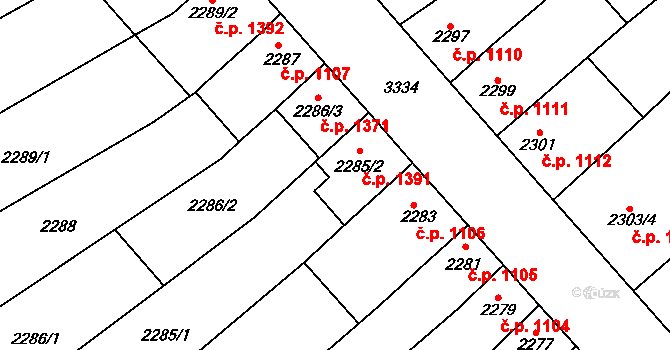 Mikulov 1391 na parcele st. 2285/2 v KÚ Mikulov na Moravě, Katastrální mapa