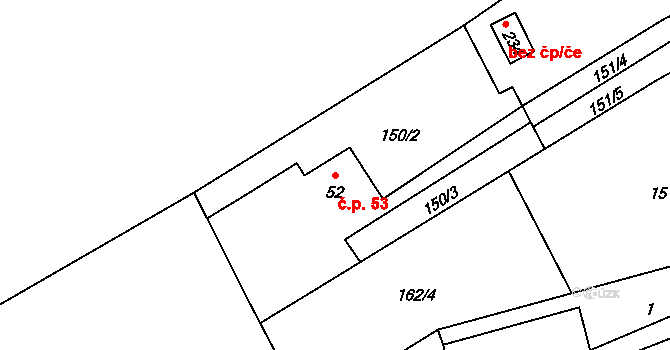 Štěnkov 53, Třebechovice pod Orebem na parcele st. 52 v KÚ Štěnkov, Katastrální mapa