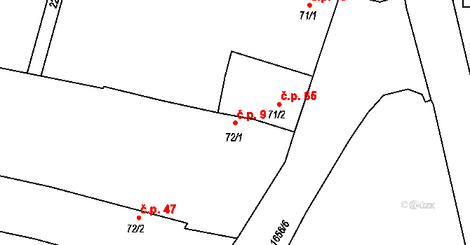 Češnovice 9, Pištín na parcele st. 72/1 v KÚ Češnovice, Katastrální mapa