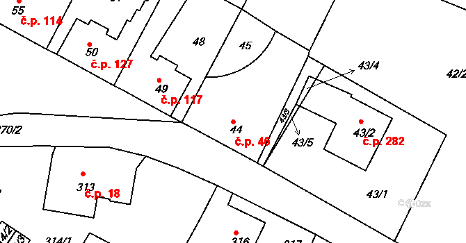 Děčín VII-Chrochvice 46, Děčín na parcele st. 44 v KÚ Chrochvice, Katastrální mapa