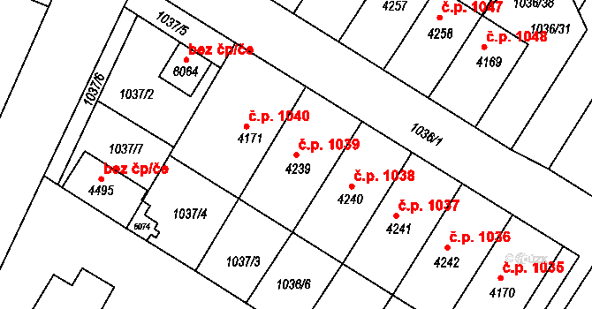 Chrudim IV 1039, Chrudim na parcele st. 4239 v KÚ Chrudim, Katastrální mapa