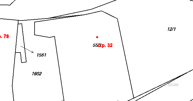 Lipenec 32, Lipno na parcele st. 55/1 v KÚ Lipenec, Katastrální mapa