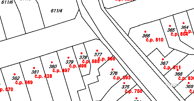 Trnovany 586, Teplice na parcele st. 377 v KÚ Teplice-Trnovany, Katastrální mapa
