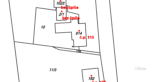 Skalice 113, Frýdek-Místek na parcele st. 914 v KÚ Skalice u Frýdku-Místku, Katastrální mapa