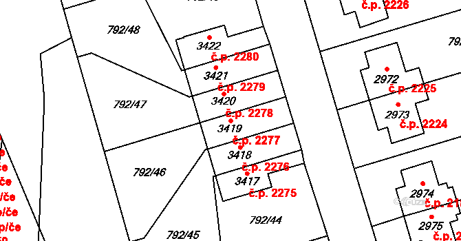 Dvůr Králové nad Labem 2277 na parcele st. 3419 v KÚ Dvůr Králové nad Labem, Katastrální mapa