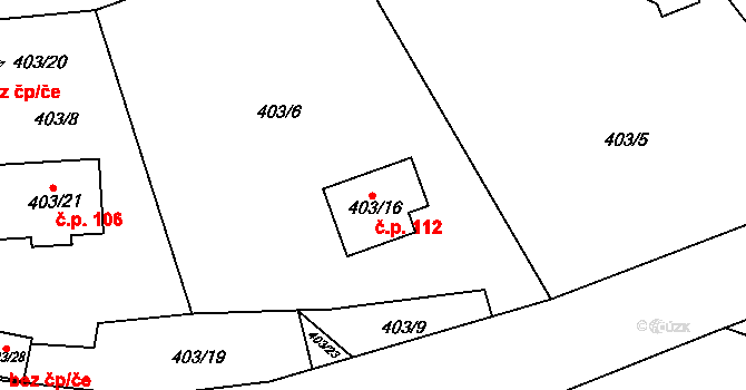 Citice 112 na parcele st. 403/16 v KÚ Citice, Katastrální mapa