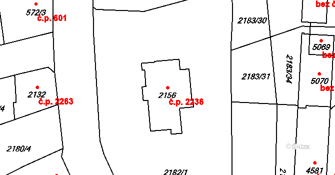 Jablonec nad Nisou 2236 na parcele st. 2156 v KÚ Jablonec nad Nisou, Katastrální mapa