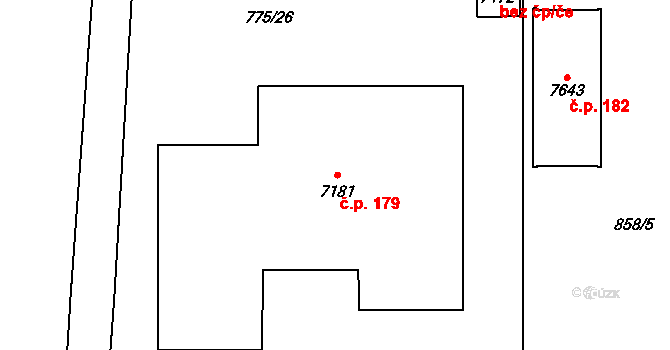 Chrudim IV 179, Chrudim na parcele st. 7181 v KÚ Chrudim, Katastrální mapa