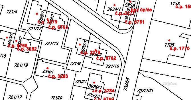 Zlín 6762 na parcele st. 3935/2 v KÚ Zlín, Katastrální mapa