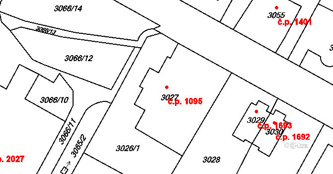 Předměstí 1095, Litoměřice na parcele st. 3027 v KÚ Litoměřice, Katastrální mapa