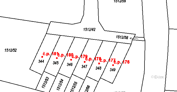 Olbramovice Ves 179, Olbramovice na parcele st. 346 v KÚ Olbramovice u Votic, Katastrální mapa