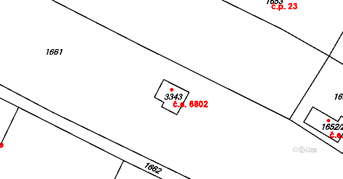 Kamenice nad Lipou 6802 na parcele st. 3343 v KÚ Kamenice nad Lipou, Katastrální mapa
