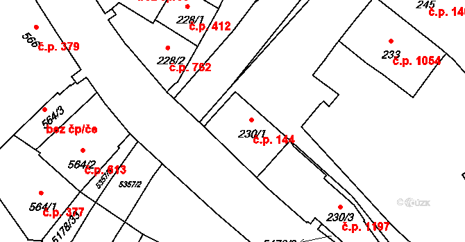 Vizovice 144 na parcele st. 230/1 v KÚ Vizovice, Katastrální mapa