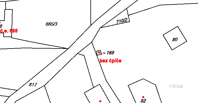 Těchlovice 40700275 na parcele st. 169 v KÚ Těchlovice nad Labem, Katastrální mapa
