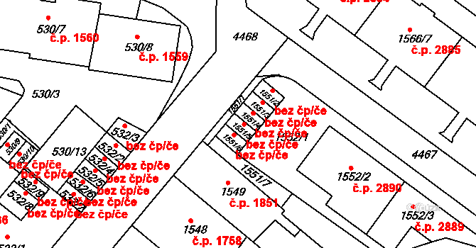 Teplice 41730275 na parcele st. 1551/5 v KÚ Teplice, Katastrální mapa