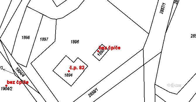 Bystřice nad Pernštejnem 43095275 na parcele st. 1895 v KÚ Bystřice nad Pernštejnem, Katastrální mapa