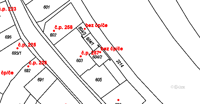 Březnice 44449275 na parcele st. 604/2 v KÚ Březnice, Katastrální mapa