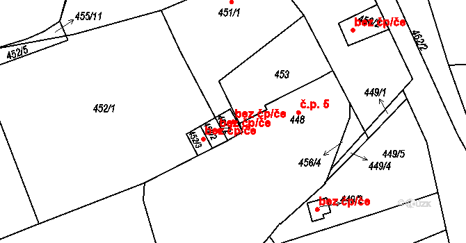 Dubí 45103275 na parcele st. 451/2 v KÚ Běhánky, Katastrální mapa