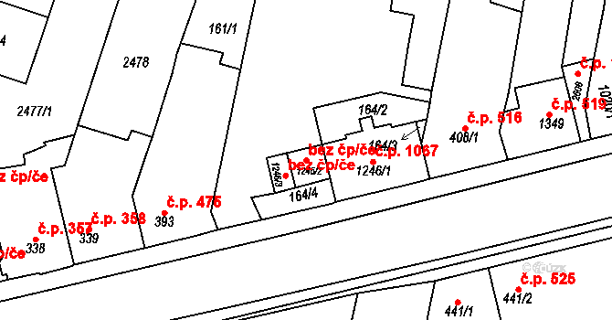 Rosice 46052275 na parcele st. 1246/2 v KÚ Rosice u Brna, Katastrální mapa