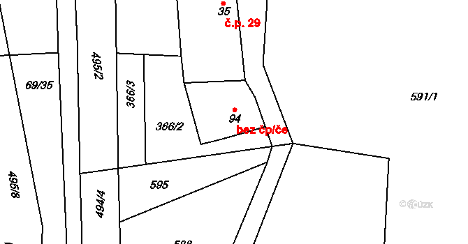 Vinařice 46295275 na parcele st. 94 v KÚ Divice, Katastrální mapa