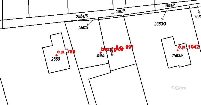 Návsí 46602275 na parcele st. 2567/2 v KÚ Návsí, Katastrální mapa