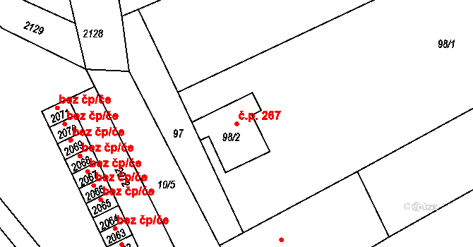 Vážany nad Litavou 267 na parcele st. 98/2 v KÚ Vážany nad Litavou, Katastrální mapa