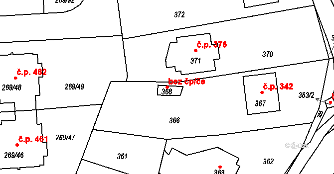 Průhonice 49883275 na parcele st. 368 v KÚ Průhonice, Katastrální mapa