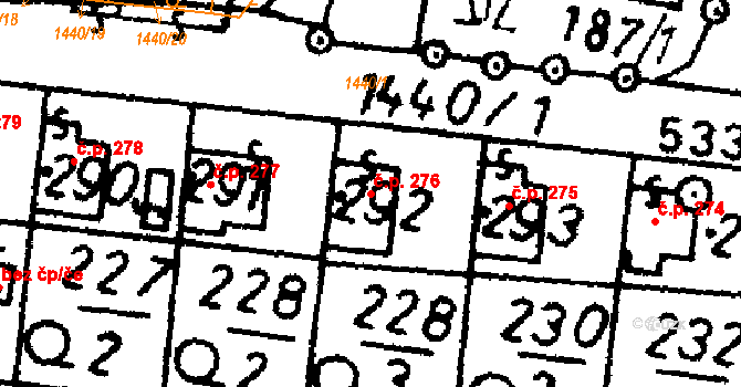 Bernartice 276 na parcele st. 292 v KÚ Bernartice u Milevska, Katastrální mapa