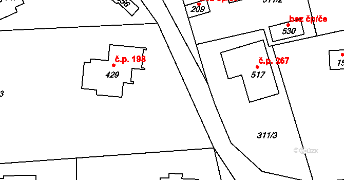 Jíloviště 198 na parcele st. 429 v KÚ Jíloviště, Katastrální mapa