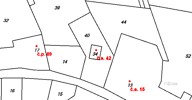 Studená Loučka 42, Mohelnice na parcele st. 34 v KÚ Bušín u Studené Loučky, Katastrální mapa