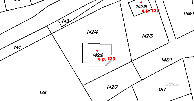 Borotice 139 na parcele st. 142/2 v KÚ Borotice nad Jevišovkou, Katastrální mapa