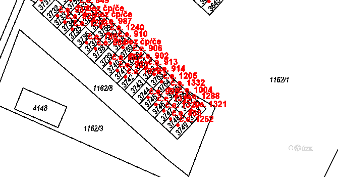 Aš 1332 na parcele st. 3765 v KÚ Aš, Katastrální mapa